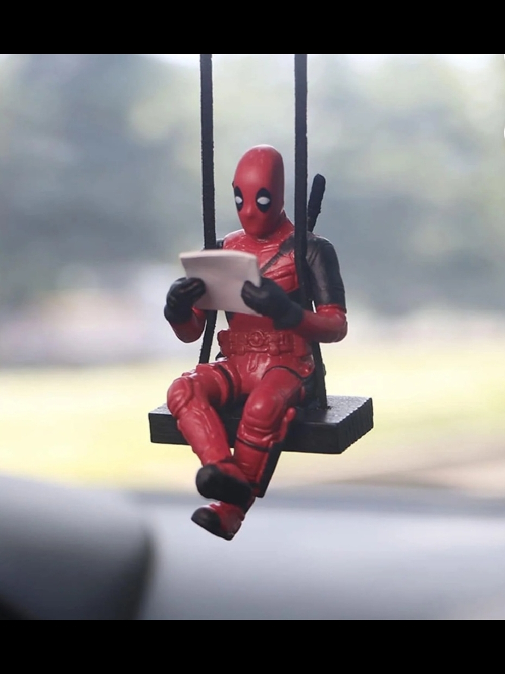 Marvel Deadpool Car Mirror Hanger, ReaRed Superhero Swinging Car Charm Figurine